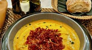 Sopa de abóbora com carne seca fácil na airfryer: faça hoje