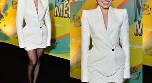 À la anos 80, Larissa Manoela brilha de blazer com corte geométrico de R$ 14 mil em festa da Globo. Fotos do look!