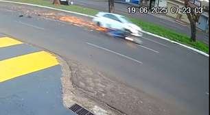 Motorista bêbado atropela e arrasta motociclista em Maringá; vídeo brutal viraliza