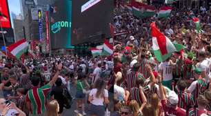 Torcida do Fluminense lota a Time Square e faz bandeiraço antes de jogo contra Ulsan