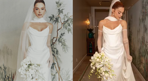 Giovanna Lancellotti se casa no Cristo Redentor e vestido dá o que falar