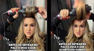 Cabelo de cantora pega fogo com escova secadora; veja