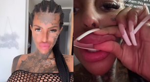 Influenciadora britânica viraliza após exibir lábios 'vazando' preenchimento