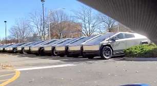 Tesla não sabe mais o que fazer com Cybertrucks que não vendem e decide empilhá-los em estacionamento de shopping, mas prefeitura da cidade está farta