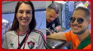 Torcedores do Fluminense fazem tatuagem em homenagem ao time durante jogo contra o Al-Hilal