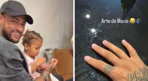 Neymar deixa Mavie pintar suas unhas após nascimento de Mel: 'Pai de menina'