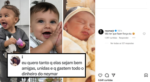 Neymar rebate internauta sobre filhas gastarem seu dinheiro: "Vão ter que fazer força"