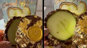 Maçã do amor ganha versão ostentação com folhas de ouro 24k; saiba o valor