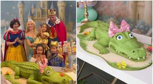 Filha de Karoline Lima ganha bolo de aniversário em formato de jacaré de R$ 8.400