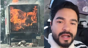 Pânico na Marginal! Yudi Tamashiro foge de caminhão em chamas e relata momento de terror no trânsito
