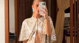 Marina Ruy Barbosa esbanja charme com look brilhante de R$ 3,8 mil