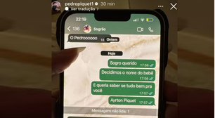 Nora de Nelson Piquet diz para o sogro que vai chamar neto de Ayrton, seu rival na F1