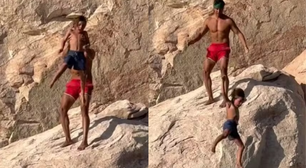Influenciador é detonado após jogar filho de 7 anos do penhasco: 'Forma como ensinamos'