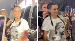 No puerpério, Bruna Biancardi deixa Mel em casa para assistir a jogo de Neymar
