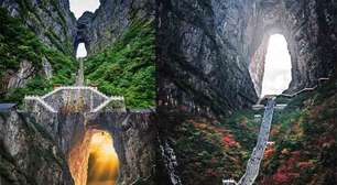 'Portão para o céu' intriga turistas em montanha da China