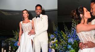 Renda transparente, fenda e mais: os detalhes do vestido de noiva ousado de Tainá Castro no casamento com Éder Militão