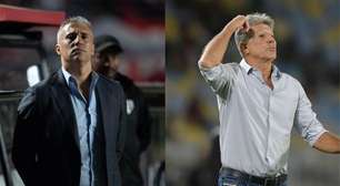 Ex-artilheiros à beira do campo: Crespo e Renato se reencontram em São Paulo x Fluminense