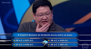 Participante do 'Quem Quer Ser Um Milionário?' abre mão de R$ 500 mil. Você saberia a resposta?