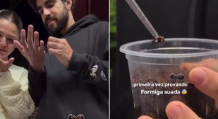Caio Castro experimenta 'formiga suada' com a namorada