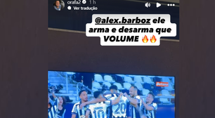 Ex-jogador do Botafogo se empolga ao comemorar gol e revela apelido de companheiro: 'Sac*do delício'