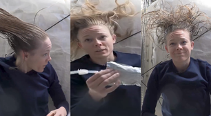 Astronauta mostra rotina para lavar o cabelo no espaço