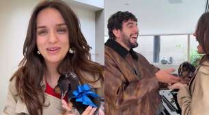 Rafa Kalimann presenteia Nattan com filhote de cachorro: 'Sonho dele'