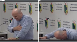 Vereador passa mal e desmaia durante discurso no plenário em SC; veja