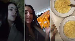 Bruna Biancardi vive 'drama' para comer miojo com Neymar: 'Fala sério, nesse frio'