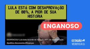 Postagem engana que Lula tenha desaprovação geral de 88%; pesquisa se limitou ao mercado financeiro