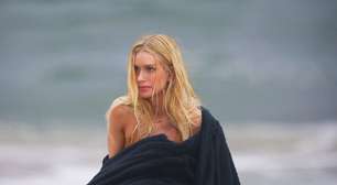 Marina Ruy Barbosa passa perrengue no frio em fotos de moda praia