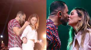 Clima quente! De barriga de fora, Paolla Oliveira dança e protagoniza troca de carícias com Diogo Nogueira no palco