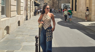 Maisa faz sobreposição de calça jeans e saia de chochê de R$ 299