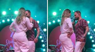 Paolla Oliveira sobe ao palco, beija Diogo Nogueira e dá show de samba