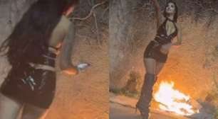 Bia Miranda parte para cima da ex de Gato Preto e taca fogo em roupas do funkeiro