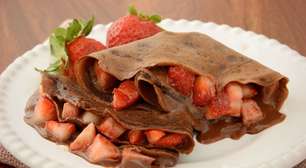 Panqueca de chocolate com morango para provar e aprovar!
