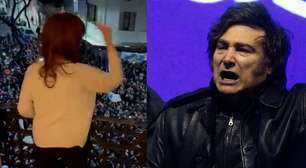 Em prisão domiciliar, Cristina Kirchner comemora derrota de Milei na varanda de casa
