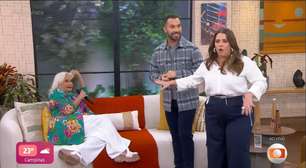 Tati Machado pede para Fafá de Belém sentar em sofá do Mais Você e leva resposta