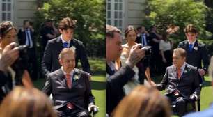 Faustão surge de cadeira de rodas no casamento da filha, Lara Silva; veja o vídeo