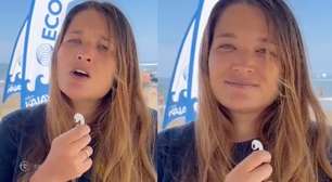 Coordenadora do Ecosurf SC explica ação para o Dia Mundial da Limpeza na Praia da Vila