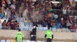 Fluminense x Lanus é paralisado por briga na arquibancada