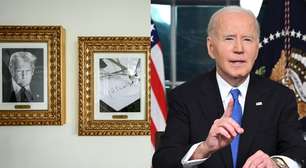 Trump troca foto de Biden por quadro com caneta automática na Casa Branca