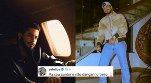 Zé Felipe manda emoji de dedo do meio para fã que criticou gingado: 'Não sou dançarino'