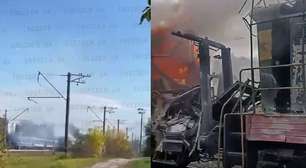Vídeo mostra momento em que drone russo atinge estação de trem na Ucrânia
