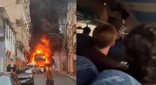 Ônibus de excursão pega fogo após perder freio em Porto Alegre