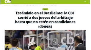Jornal argentino repercute afastamento de árbitros no Brasileirão: 'Escândalo'