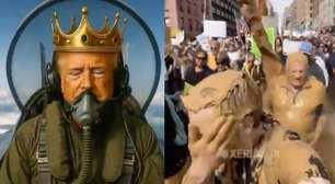 Trump posta vídeo feito por IA onde 'bombardeia' manifestantes com fezes usando coroa em caça