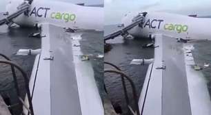 Avião cargueiro da Emirates cai no mar durante pouso em Hong Kong e deixa dois mortos