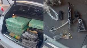 Paraguaio é flagrado com 177 kg de maconha e fuzil em carro com placas adulteradas na BR-277