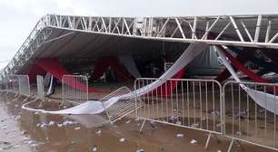 Ventos de 95 km/h derrubam estrutura de festa universitária no interior de SP; um homem morreu