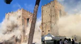 Torre medieval desaba parcialmente em Roma